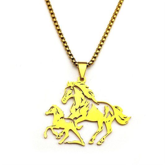 Collana con Pendente Geometrico Minimalista in Acciaio Inossidabile con Ciondolo in Acciaio al Titanio Lucidato Unisex