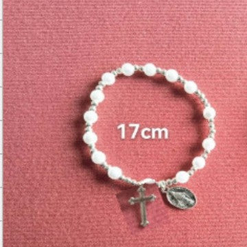 Unisex Geometric Cross Bracelet with Imitation Pearl Inlay Alloy Stainless Steel Accessories