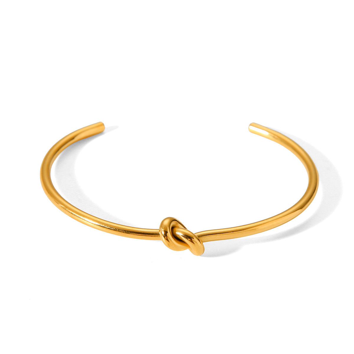 Minimalist Knot Design Stainless Steel Bracelet for Women with Plated Finish and Adjustable Open Bangle Style