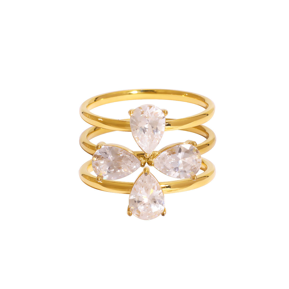 Anello Minimalista a Cuore a Forma di Quadrifoglio in Acciaio Inossidabile Placcato per Donna e Uomo