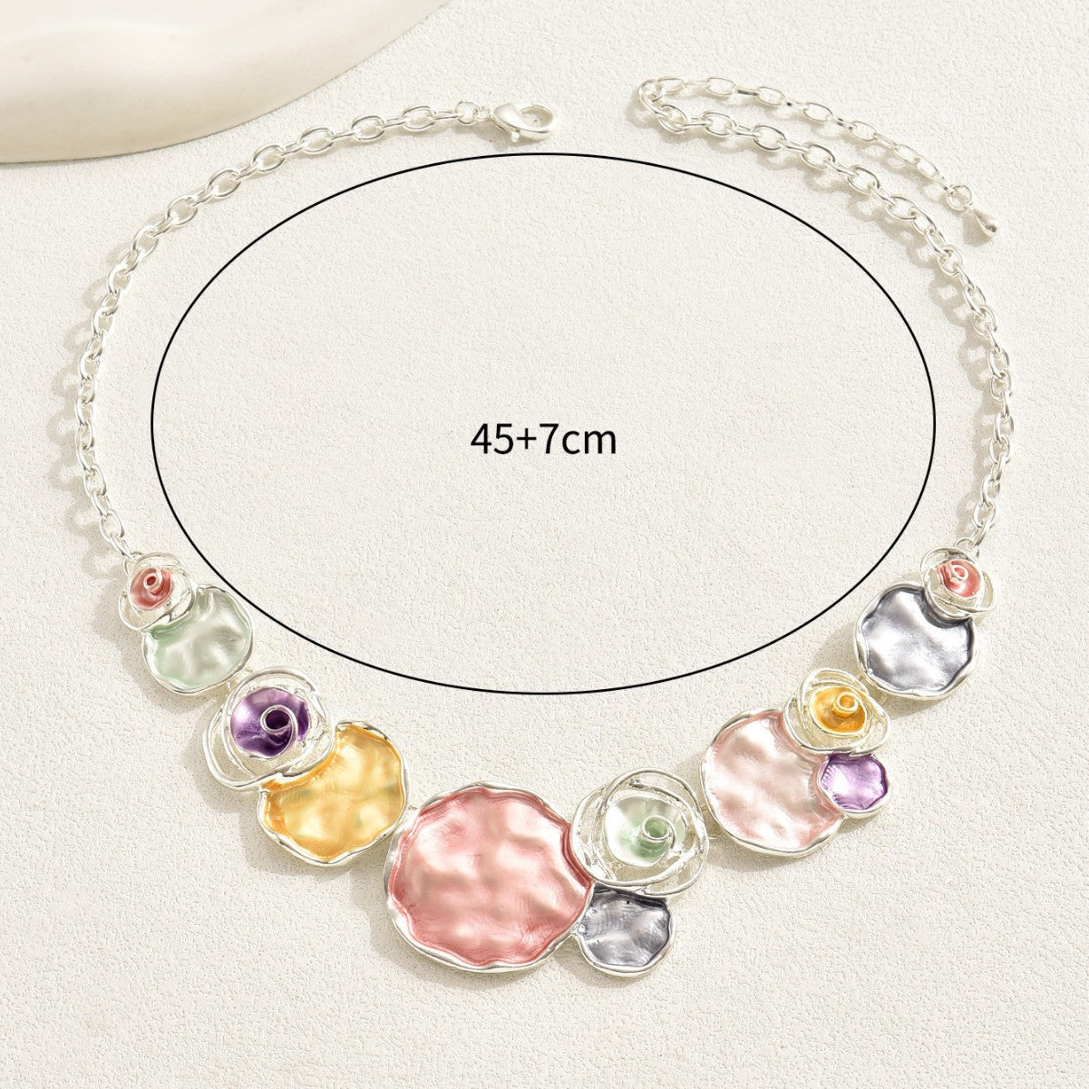 Elegant Floral Geometric Rose Pendant Necklace in Zinc Alloy with Enamel Finish for Women