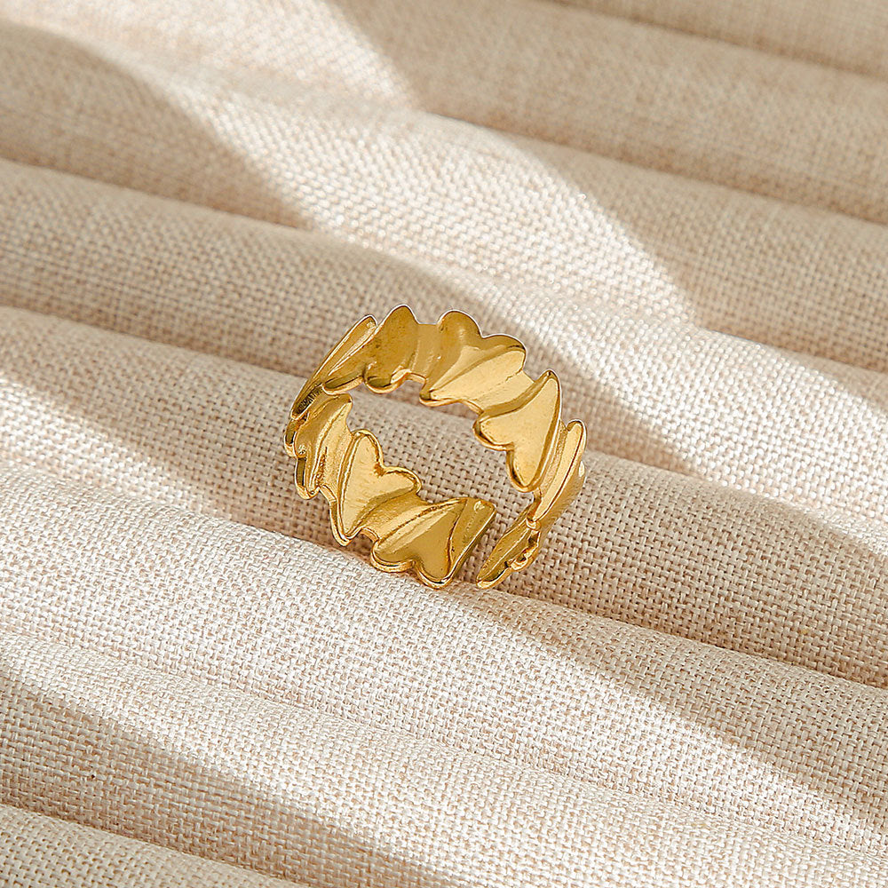 Anello regolabile in acciaio al titanio, stile hip hop geometrico, placcato per donna