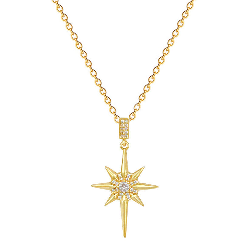 Sweet Minimalist Star Rhinestone Titanium Steel Necklace for Unisex