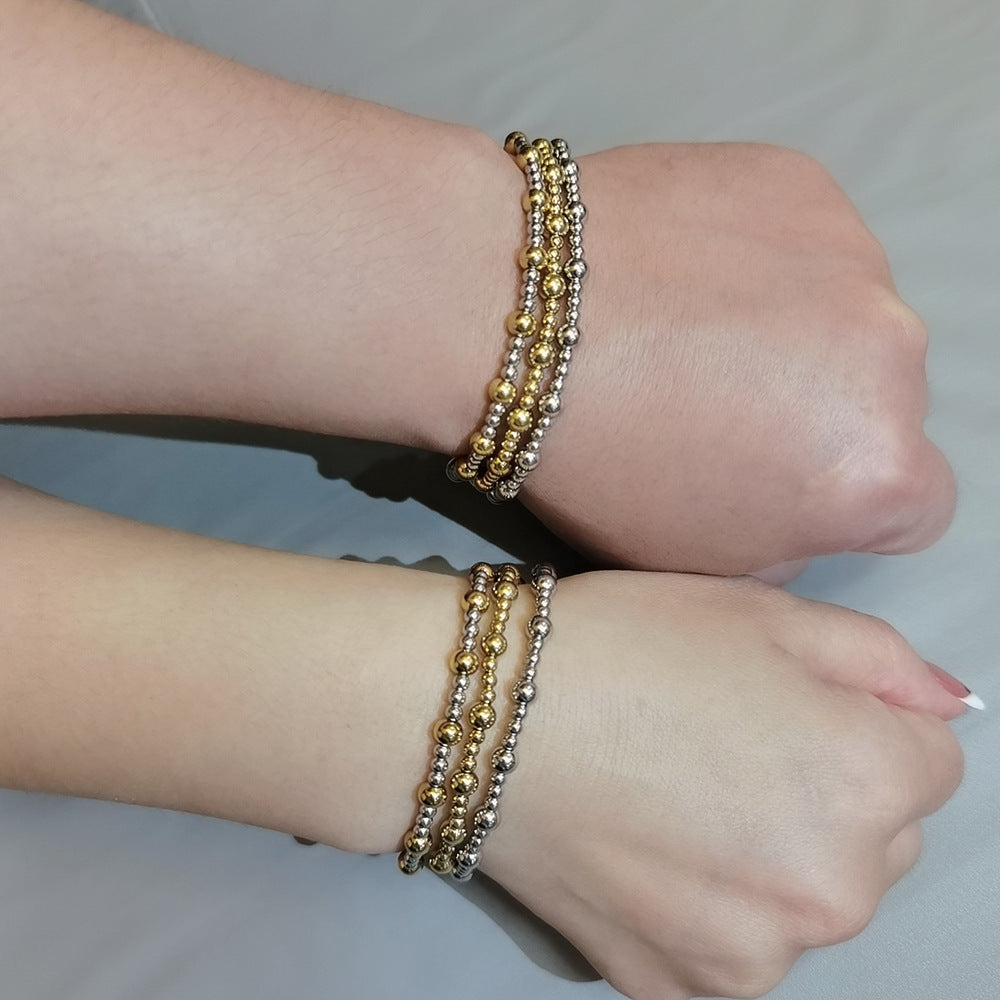 Geometric Plated Stainless Steel Elastic Beaded Charm Bar Unisex