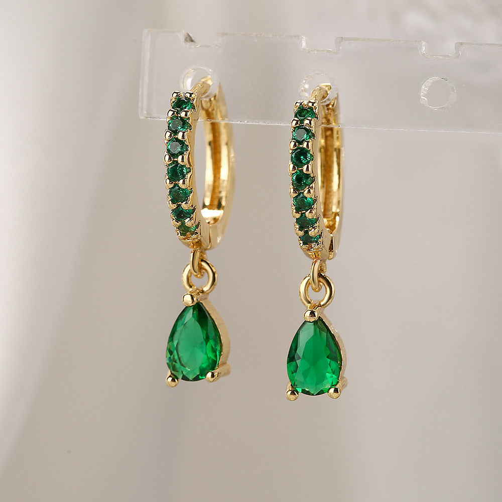 Minimalist Geometric Copper Gold-Plated Zircon Drop Earrings for Women with Irregular Shape Design