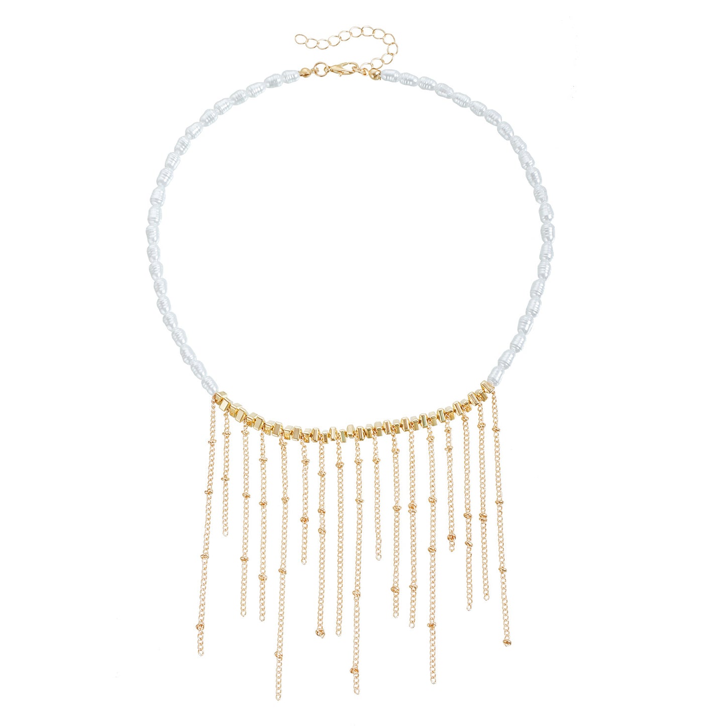 Minimalist Baroque-Inspired Alloy Pendant Necklace with Tassel Detail and Geometric Shape for Women