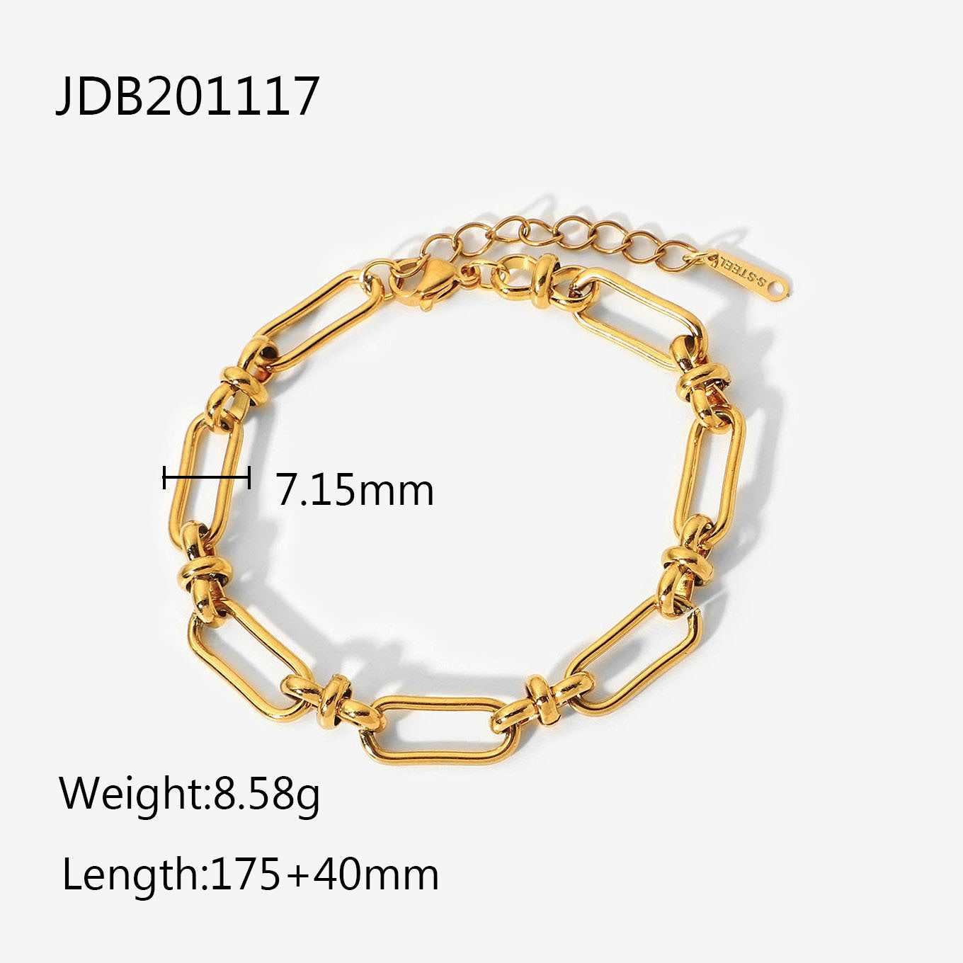 Geometric Plated Stainless Steel Cuban Link Chain Bracelet for Women