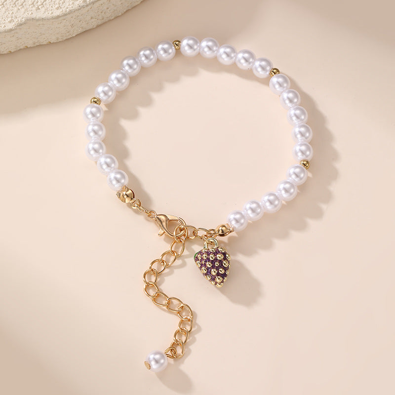 Braccialetto vintage geometrico irregolare con perle artificiali e ciondolo a forma di stella per ragazze