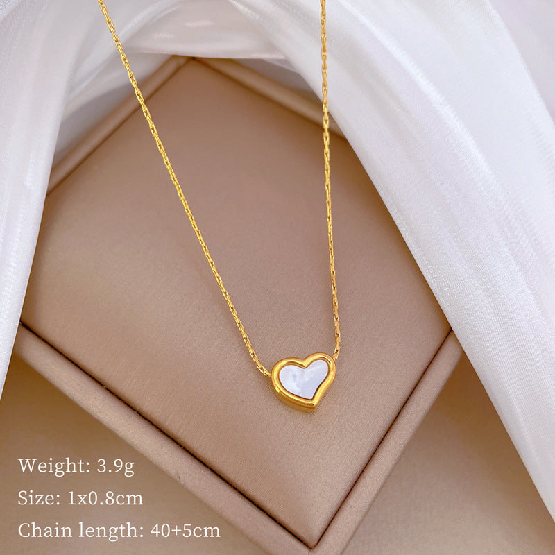 Minimalist Titanium Steel Fine Chain Heart Geometric Pendant Necklace for Unisex