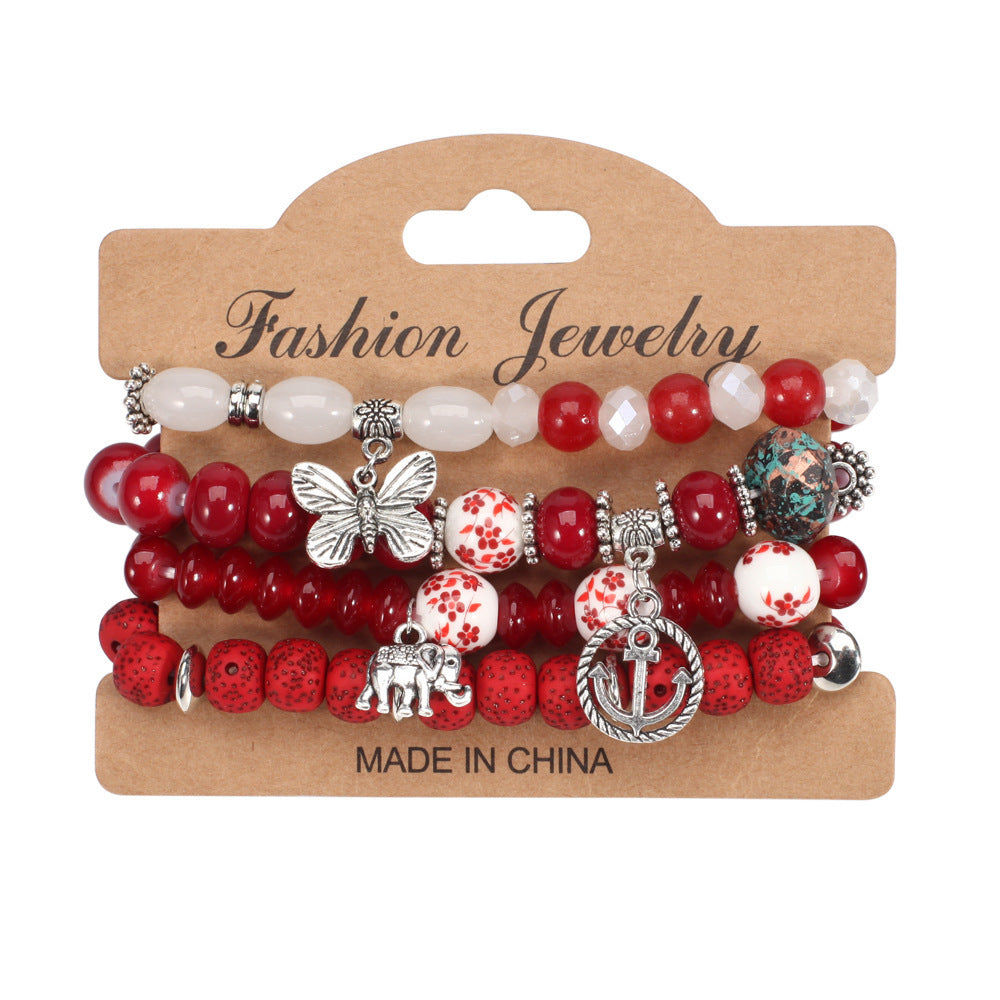 Bohemian Butterfly Floral Natural Stone Bracelet Unisex