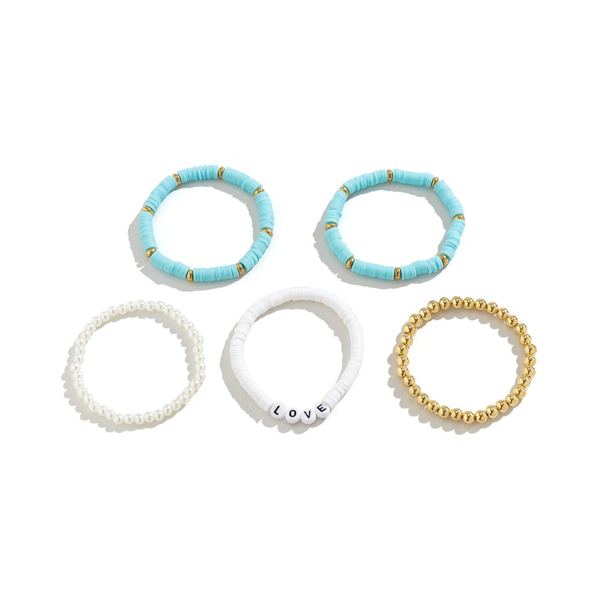 Bohemian Daisy Pearl Beaded Bracelet Set with Floral and Geometric Design for Women