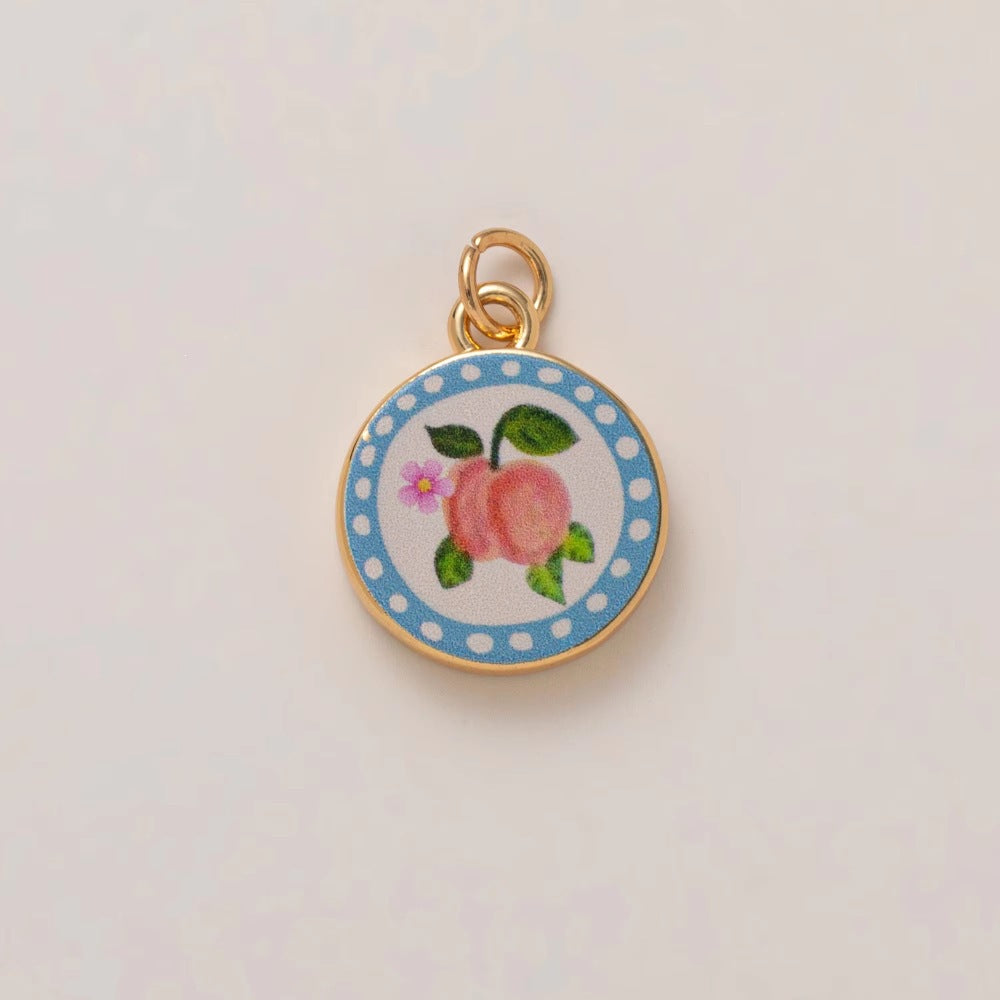 Vintage Sweet Hand-Painted Floral Heart Enamel Brass Shoe Charm