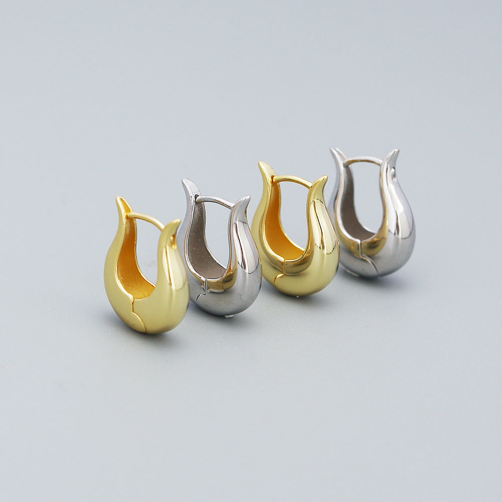 Minimalist Elegant 925 Sterling Silver Geometric Hoop Earrings