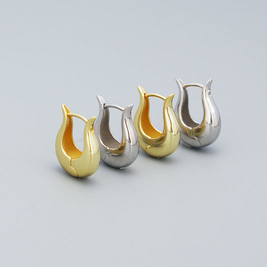 Pendientes de aro geométricos minimalistas y elegantes de plata de ley 925