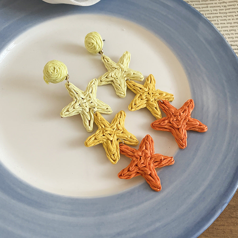 Aretes tipo borla con forma de estrella inspirados en la dopamina con postes de acero galvanizado para mujer, accesorio de moda estilo vacaciones de primavera