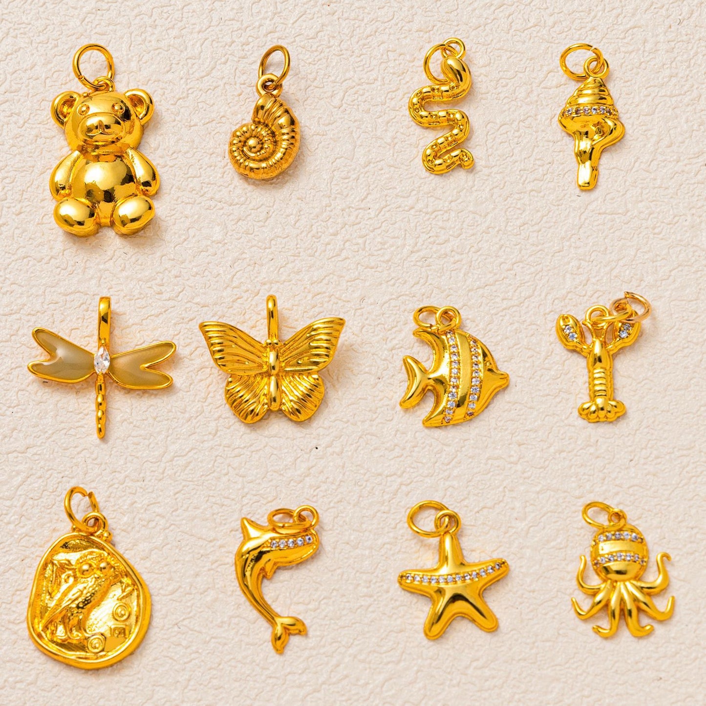 Minimalist Luxury 18K Gold Plated Brass Animal Pendant Charm Bar Corn Chain Necklace Unisex Jewelry Accessories