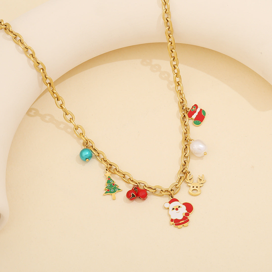 Collana Pendente Minimalista con Renna Natalizia in Acciaio Inossidabile con Finitura Galvanizzata da Donna