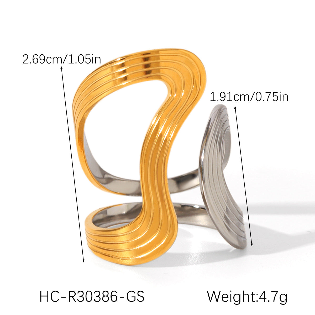 Minimalist Geometric Stainless Steel Ring with 18K Gold Plating for Women Titanium Steel Fade-Resistant Fashion Ring