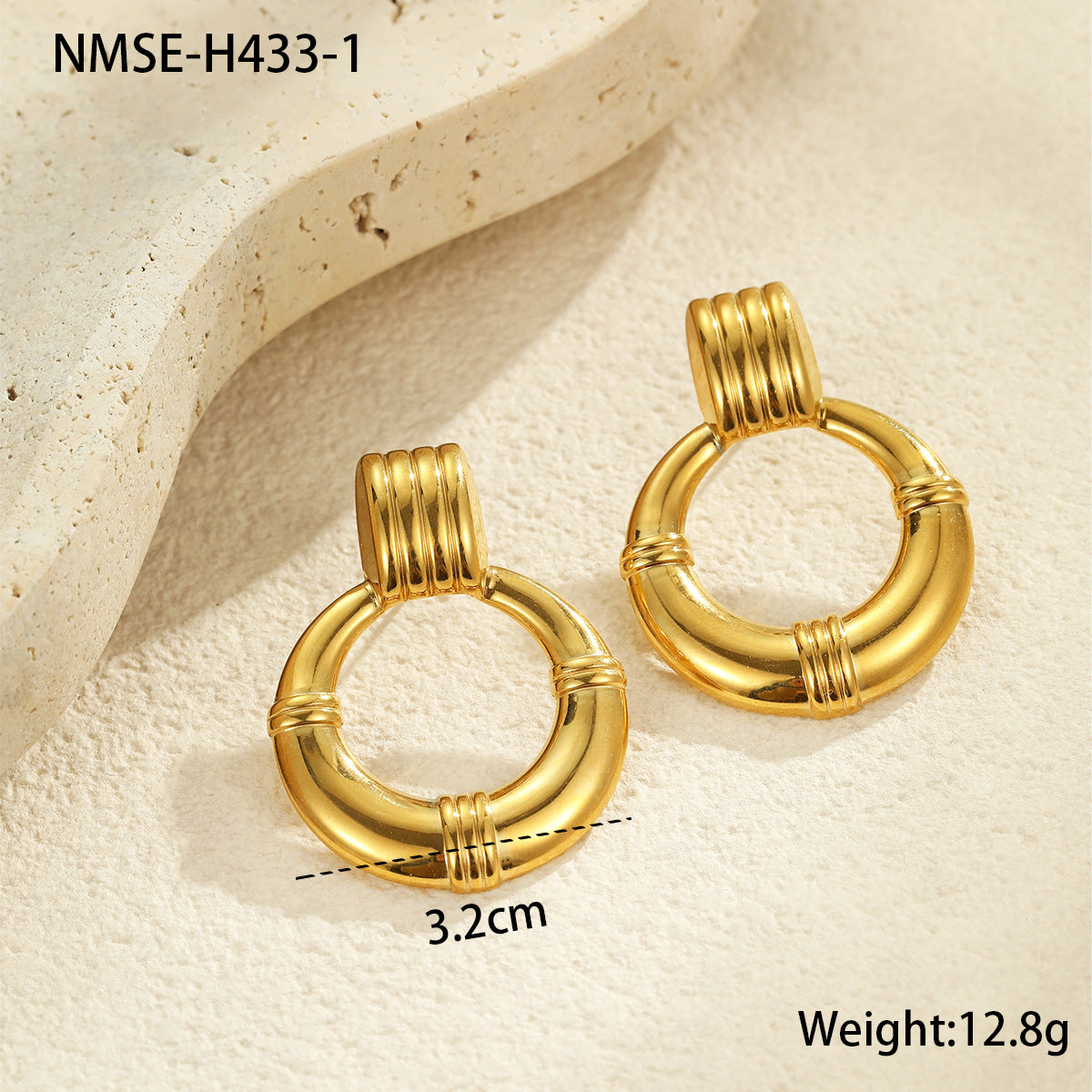 Orecchini a Cerchio Minimalisti Geometrici in Acciaio Inossidabile con Placcatura in Oro 18K da Donna