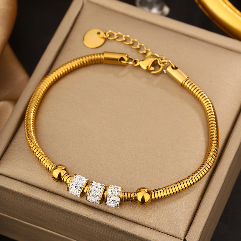 Vintage Sweet Heart Butterfly Geometric Titanium Steel Plated Bracelet for Women