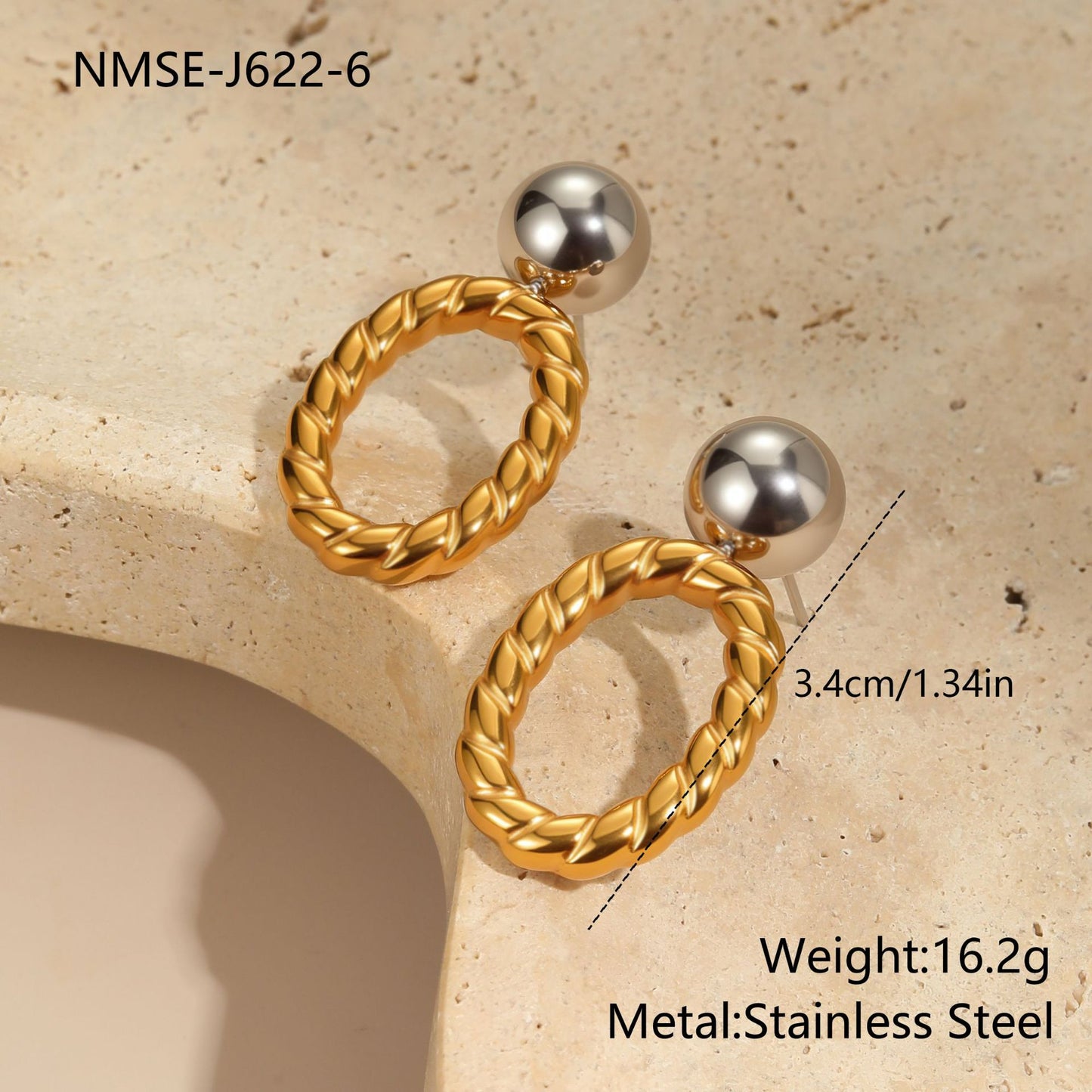 Fashionable Geometric Stainless Steel Necklace with 18K Gold and Silver Plated Finish for Women