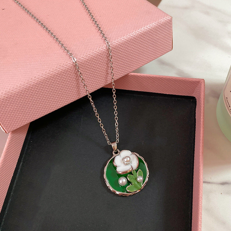 Minimalist Enamel Plated Floral Titanium Steel Necklace