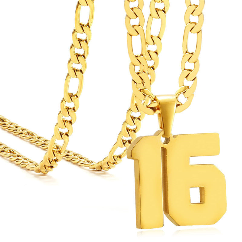 Minimalist Numeric Pendant Necklace for Men and Women Stainless Steel Chain with Polished Titanium Steel Charm