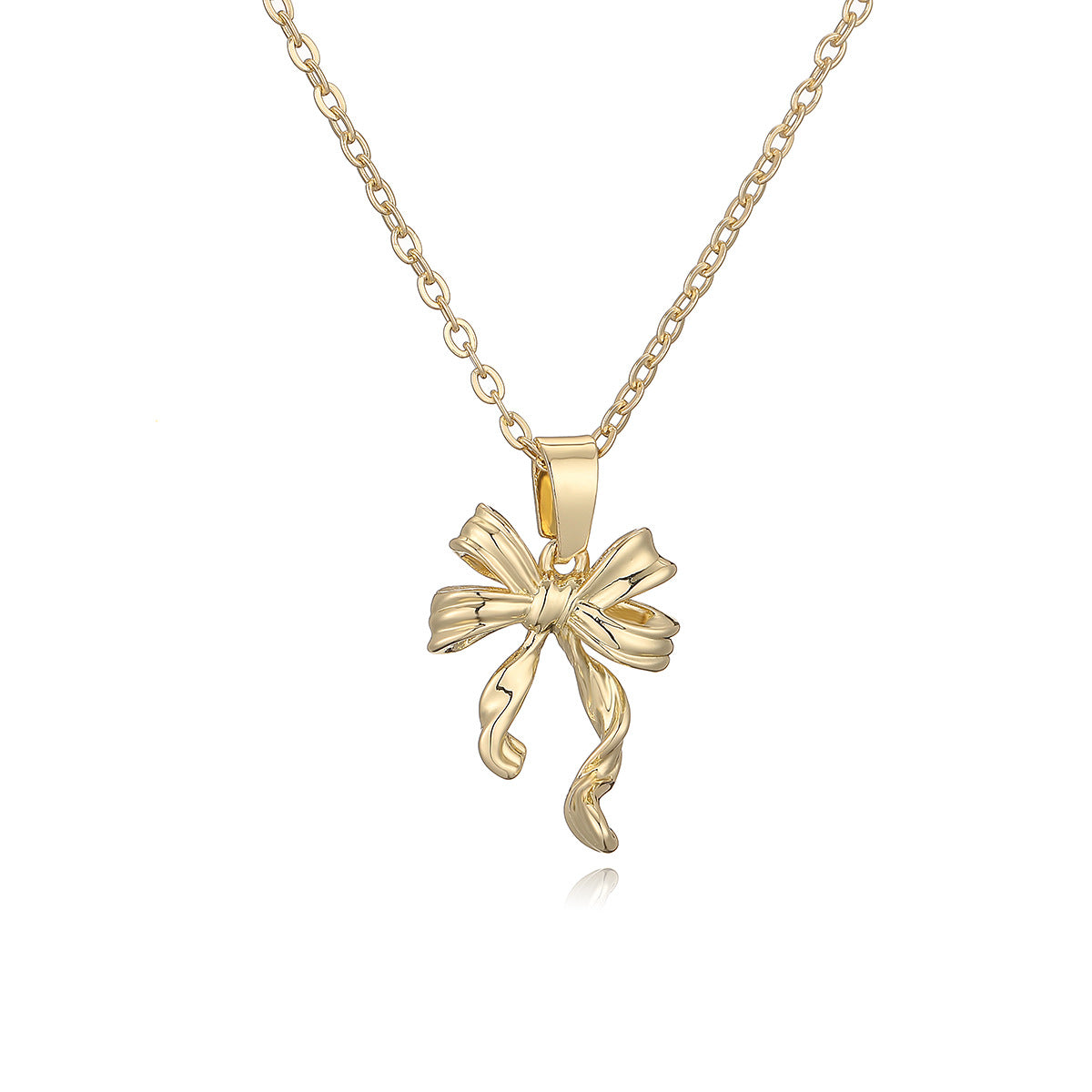Collana con ciondolo a fiocco minimalista in rame da donna, catena versatile per clavicola
