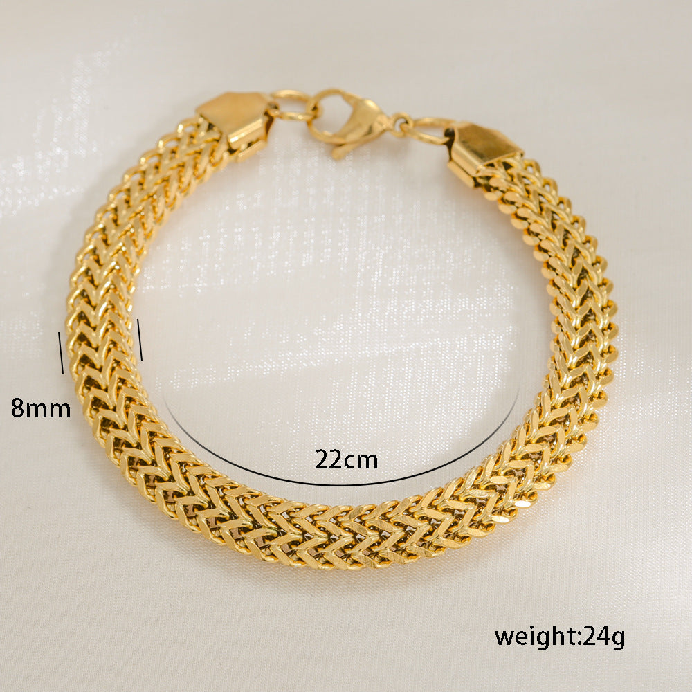 Bracciale Minimalista Cuban Link in Acciaio al Titanio Placcato Oro 18K per Donna e Uomo