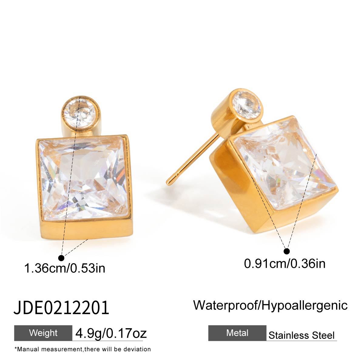 Minimalist Elegant Geometric Stainless Steel PVD Cubic Zirconia Earrings for Women