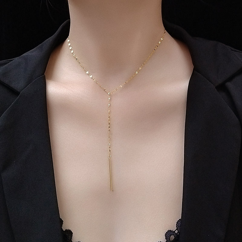 Collana minimalista a Y in acciaio titanio con finitura placcata per donna