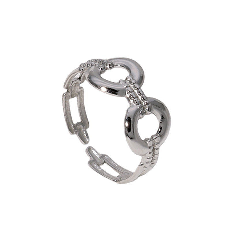 Fashionable Geometric Titanium Steel Adjustable Open Ring for Women with Plated Finish