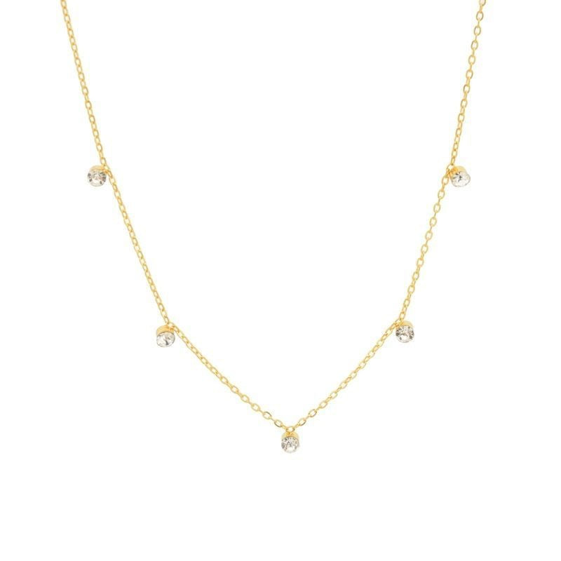 Minimalist Luxury Teardrop Cubic Zirconia Plated Titanium Steel Necklace for Women