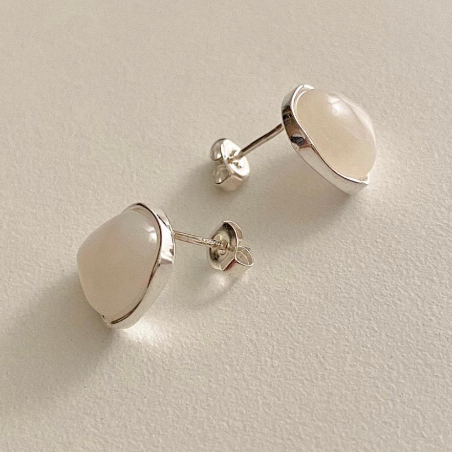 Minimalist Sweet 925 Sterling Silver Round Crystal Inlay Hoop Earrings
