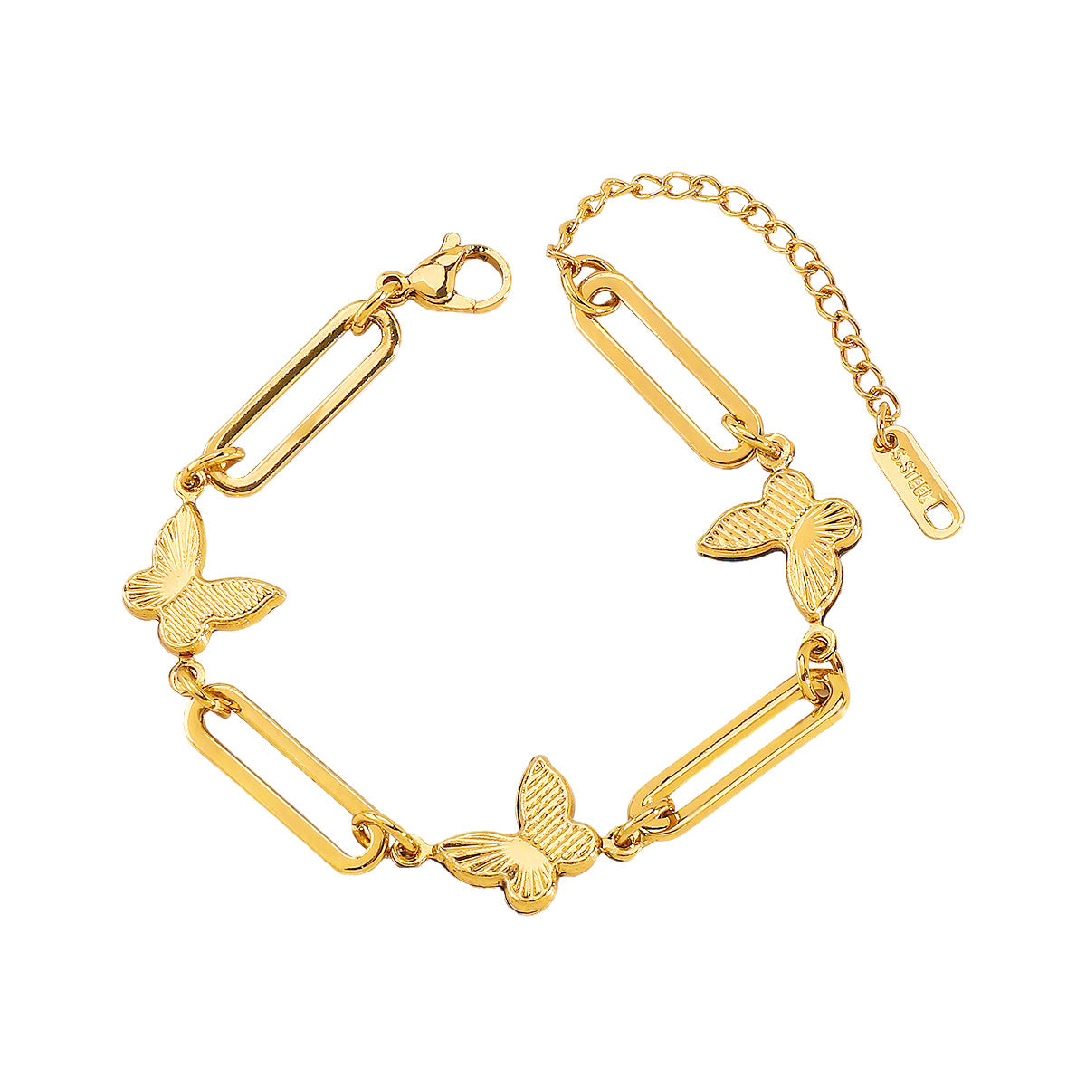 Pulsera geométrica de acero inoxidable chapado para mujer con estilo retro de Instagram y diseño contemporáneo único
