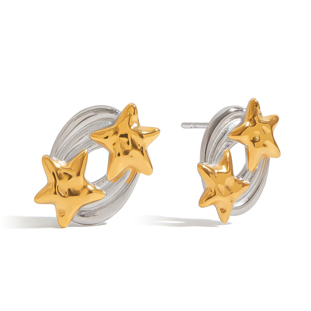 Minimalist Star-Shaped Stainless Steel Stud Earrings with Plated Finish for Women