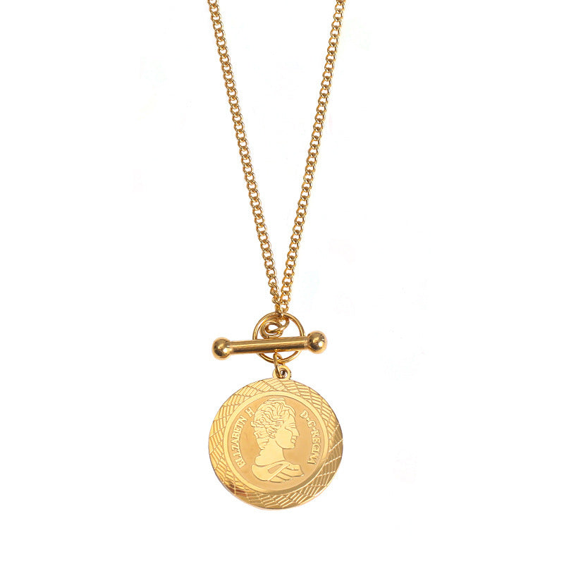 Hip-hop Round Plated Stainless Steel Pendant Necklace for Unisex