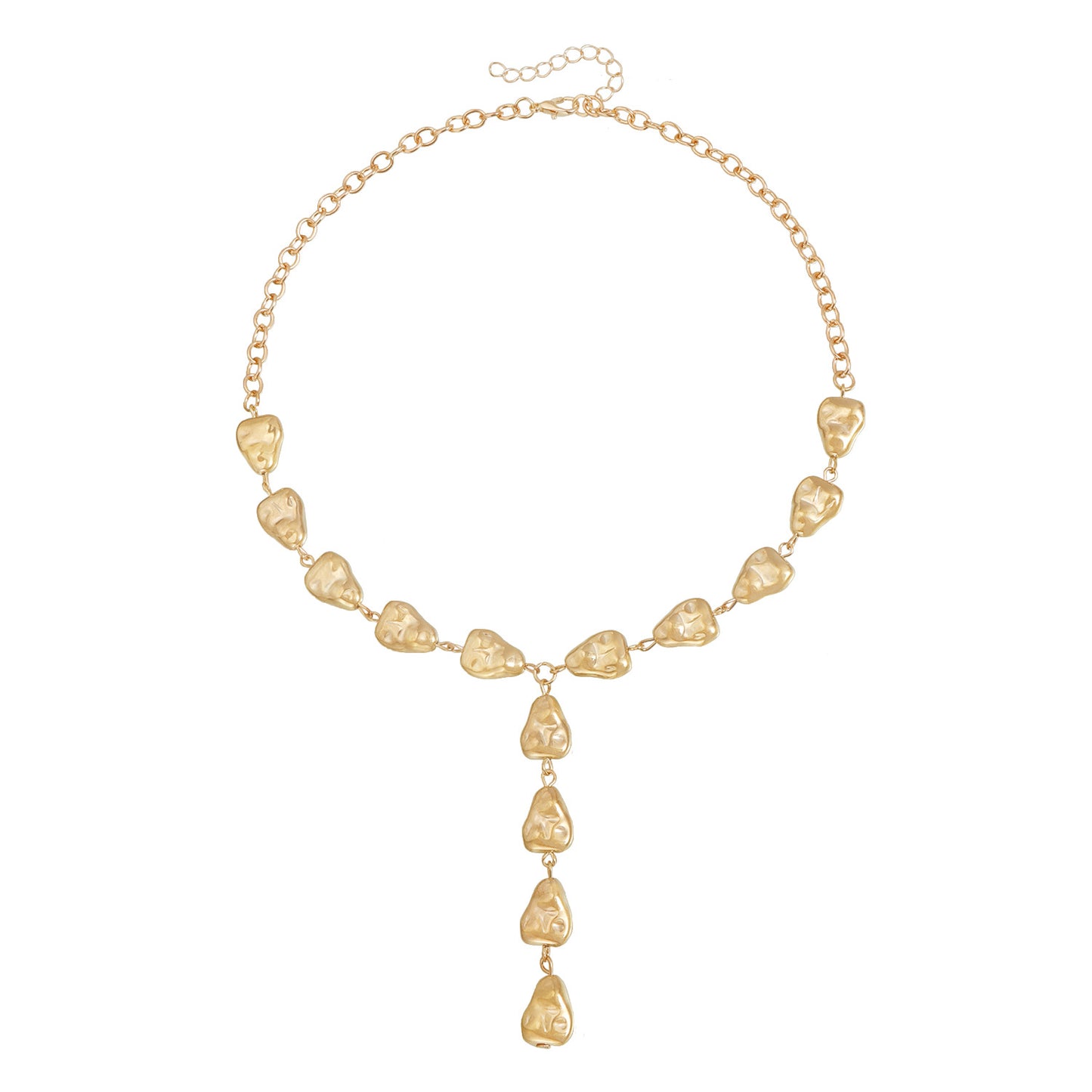 Vintage Geometric Y-Shape Alloy Plated Necklace with Flat Imitation Pearl for Women