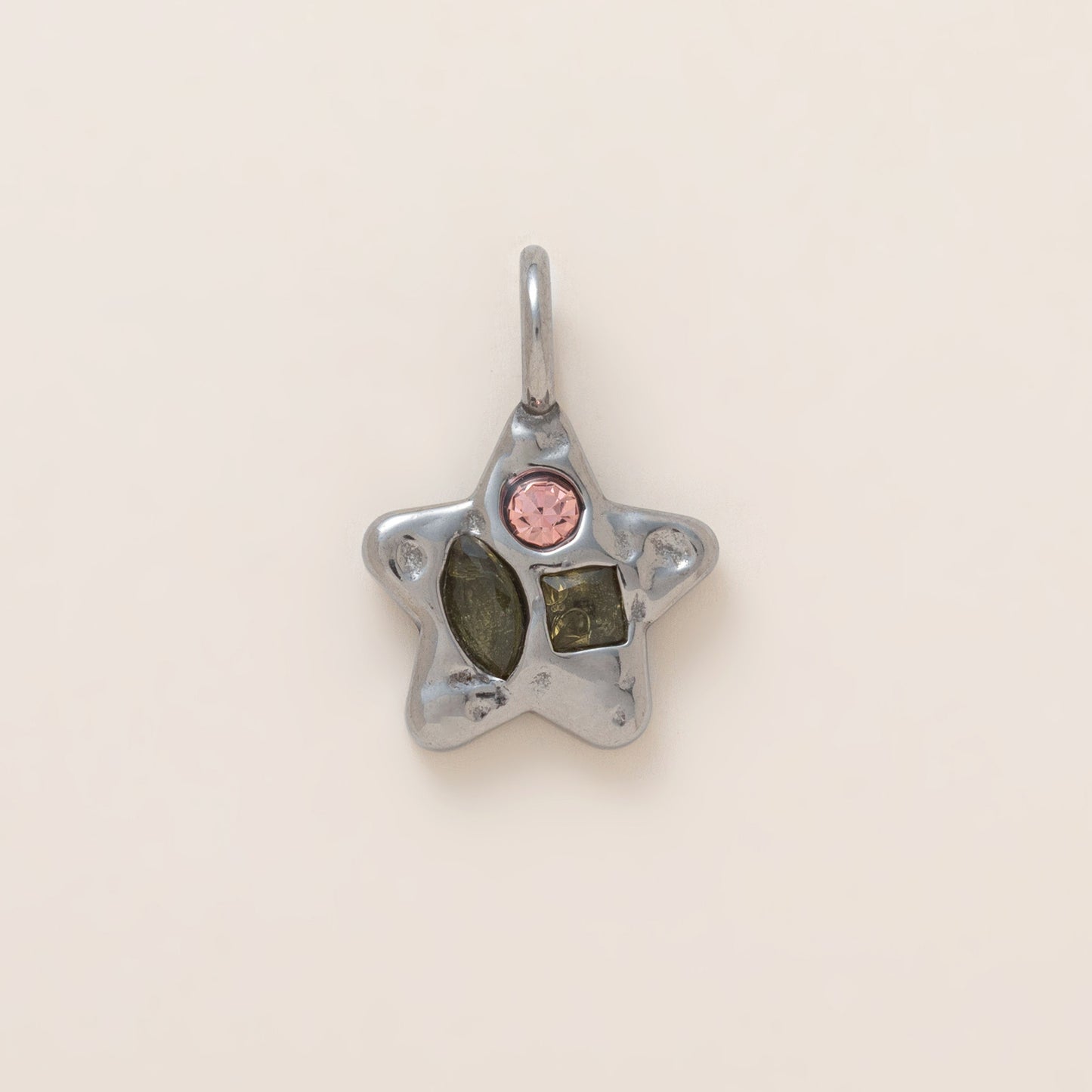 18K Gold Plated PVD Stainless Steel Heart Star Rhinestone Charm Bar with Cable Chain for Unisex