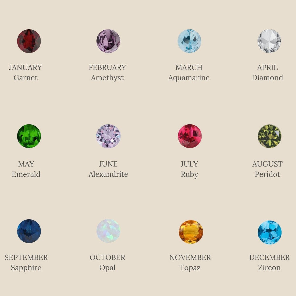 Minimalist Geometric Birthstone Stud Earrings for Women with 18K Gold Plated Copper Base and Vacuum Electroplating