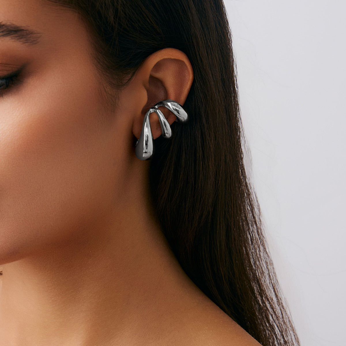 Minimalist Geometric Sunflower Pearl Drop Earrings Alloy Plated Fashion Ear Clips for Women