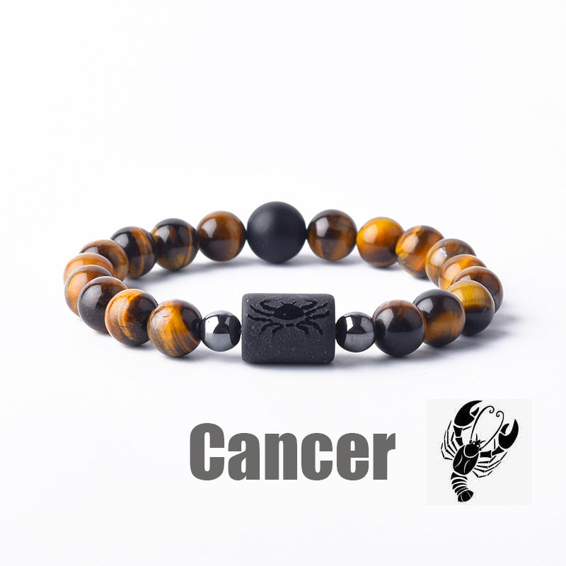 Classic Unisex Natural Stone Zodiac Beaded Bracelet