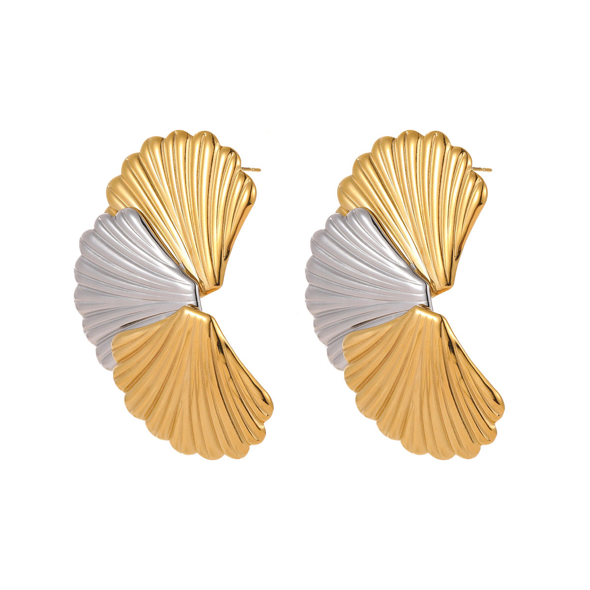 Pendientes de Tachuela de Acero Inoxidable Geométricos con Textura de Rombo y Acabado Chapado para Mujer