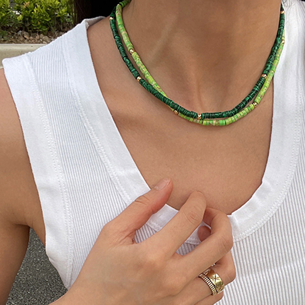 Elegant Geometric Natural Gemstone Beaded Necklace for Women