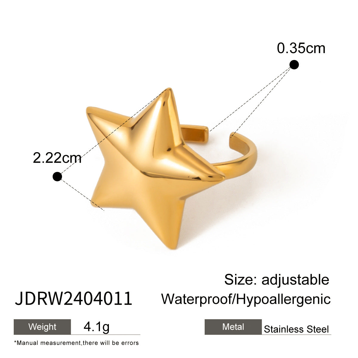 Minimalist Star Stainless Steel Jewelry Set Titanium Steel Pendant Plated Necklace Earrings Ring for Women