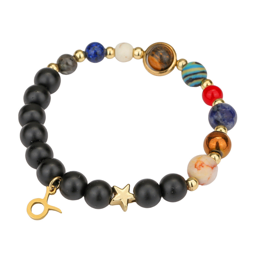 Constellation Geometric Stainless Steel and Alloy Beaded Bracelet with Natural Gemstone for Unisex