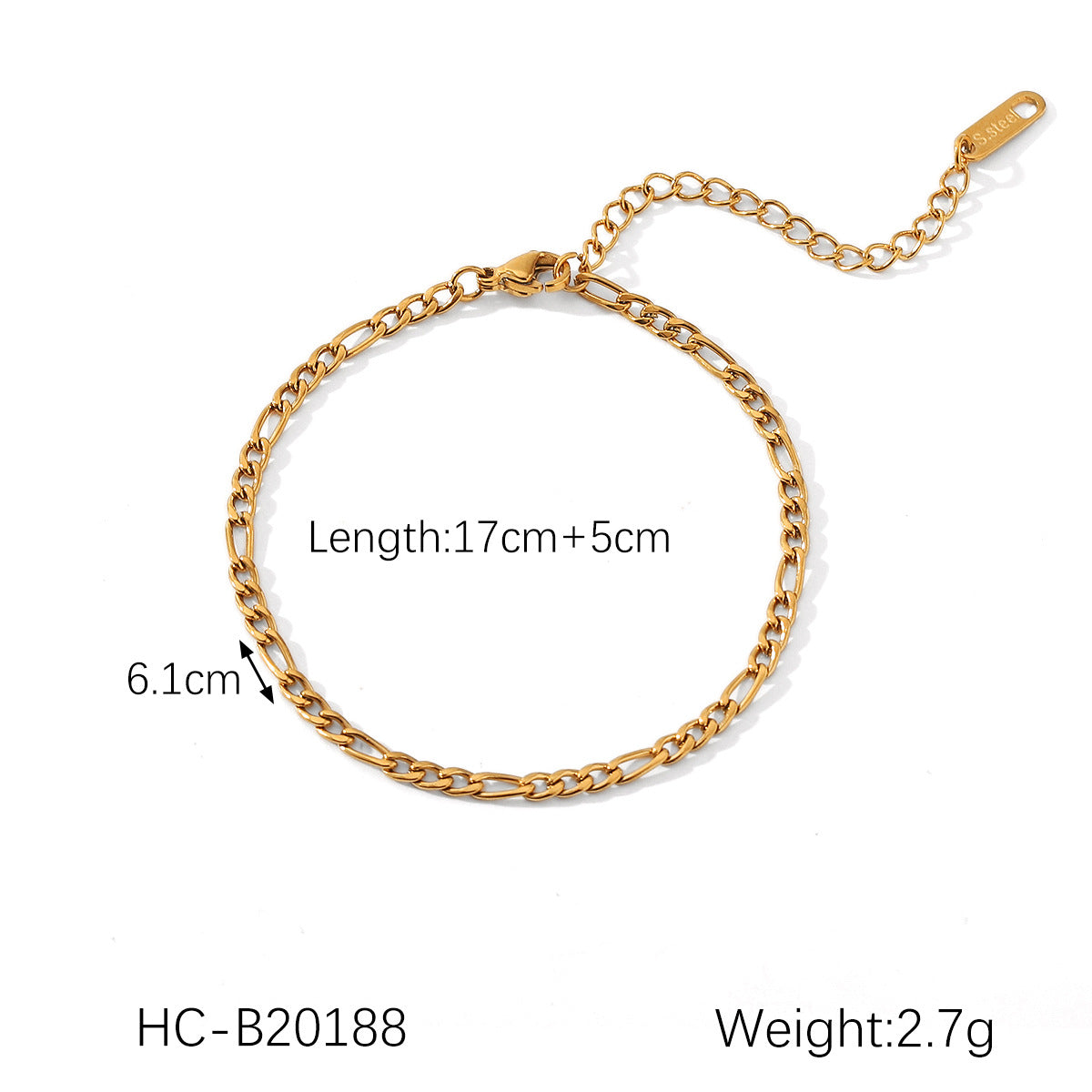Bracciale in acciaio inossidabile geometrico stile INS con catena a corda ritorta, catena a lama, catena Figaro e catena Snake placcate in oro 18 carati
