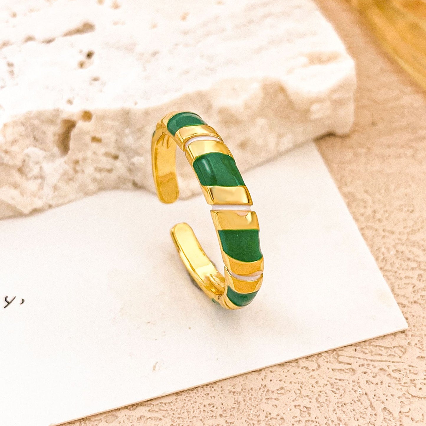 Sweet Floral Enamel Plated Alloy Ring for Women