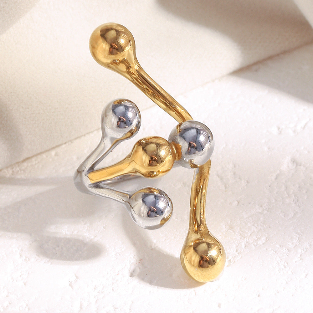 Anello da donna in acciaio inossidabile geometrico minimalista con placcatura in oro 18K