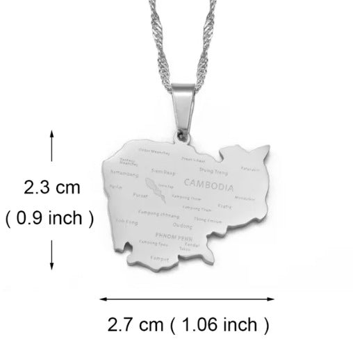 Minimalist Map City Pendant Necklace for Unisex in Stainless Steel with Titanium Steel Charm and Electroplated Finish